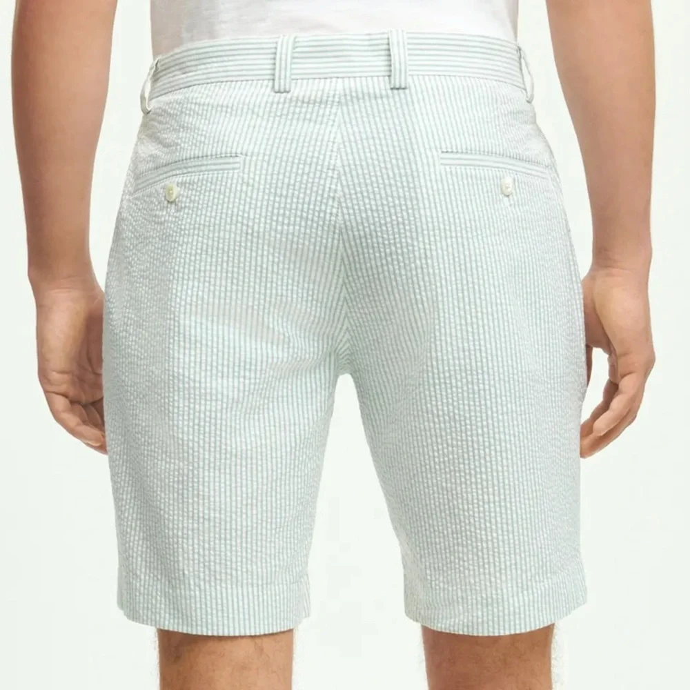 Brooks Brothers Washed Stretch Cotton Seersucker Shorts - Picture 2 of 12